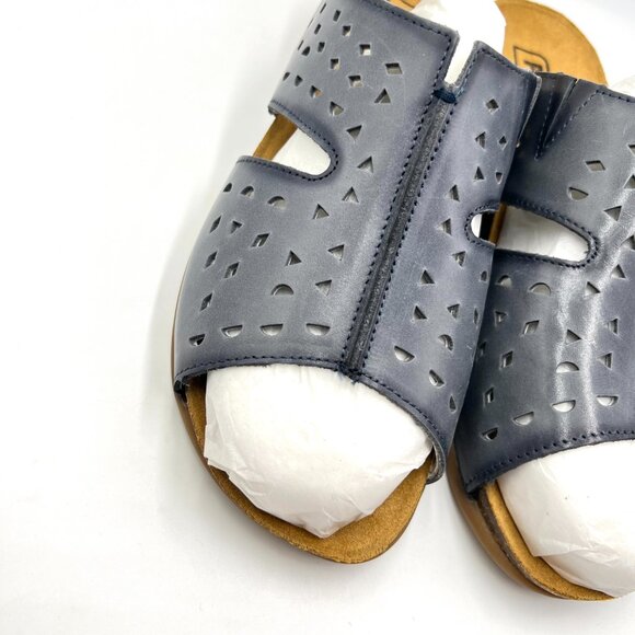 9D 9W 9 WIDE WIDTH Propet Fionna Blue Lasercut Leather Comfort Sandals Shoes - Picture 4 of 14